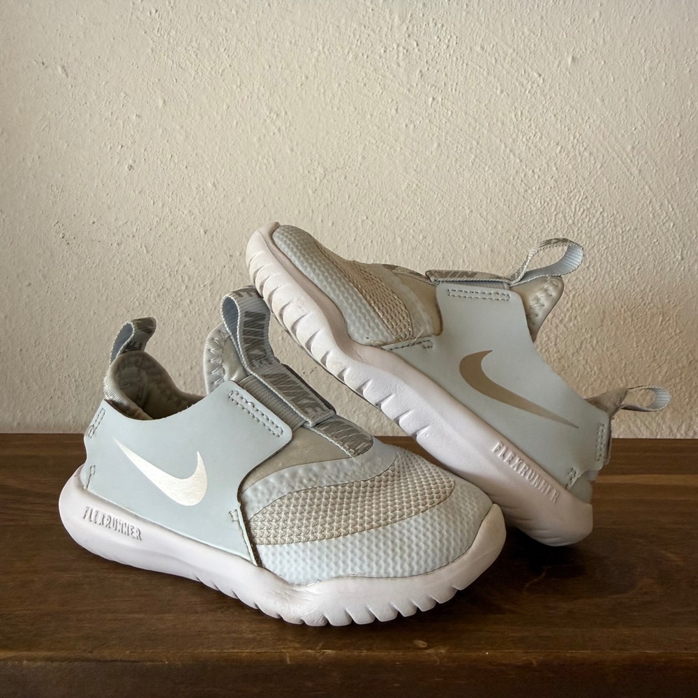 Nike Flex Runner Toddler Slip On Sneakers Light Blue White AT4665-401